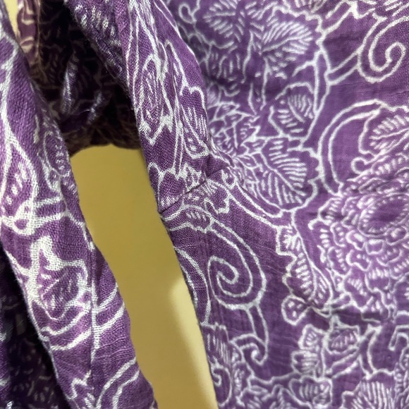 Free People Purple Floral Boho Funky Crossover Waist Wide Leg Pants - Picture 10 of 15